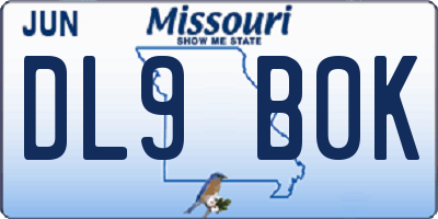 MO license plate DL9B0K