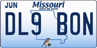 MO license plate DL9B0N