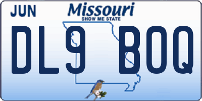 MO license plate DL9B0Q