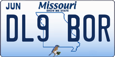 MO license plate DL9B0R