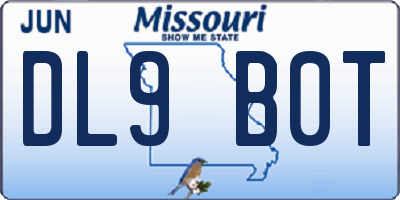 MO license plate DL9B0T