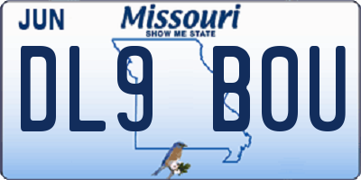 MO license plate DL9B0U