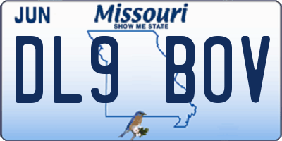MO license plate DL9B0V