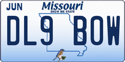 MO license plate DL9B0W