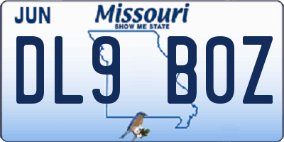 MO license plate DL9B0Z