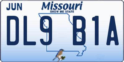 MO license plate DL9B1A