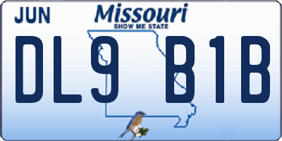 MO license plate DL9B1B