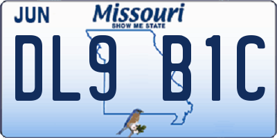 MO license plate DL9B1C