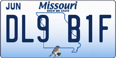 MO license plate DL9B1F