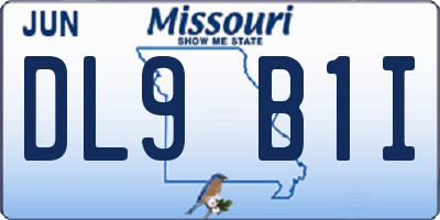 MO license plate DL9B1I
