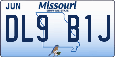MO license plate DL9B1J