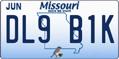 MO license plate DL9B1K