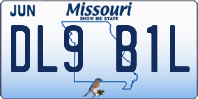 MO license plate DL9B1L
