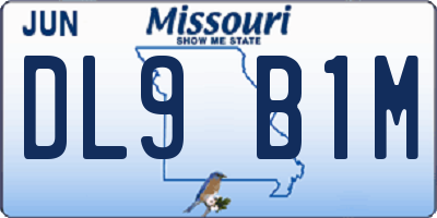 MO license plate DL9B1M