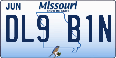 MO license plate DL9B1N