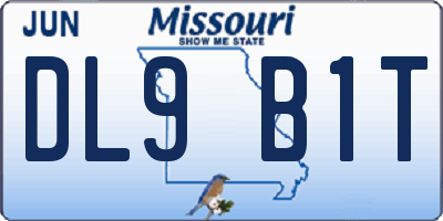 MO license plate DL9B1T