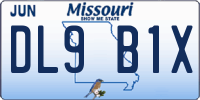 MO license plate DL9B1X