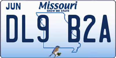 MO license plate DL9B2A