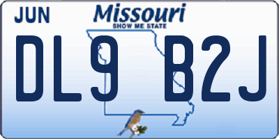 MO license plate DL9B2J