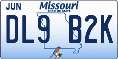 MO license plate DL9B2K