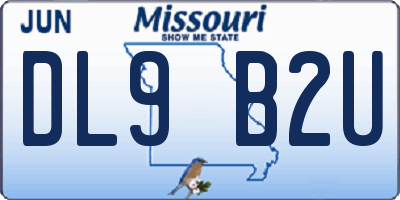 MO license plate DL9B2U