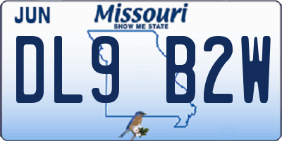 MO license plate DL9B2W