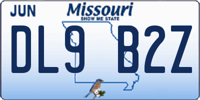 MO license plate DL9B2Z