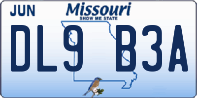 MO license plate DL9B3A