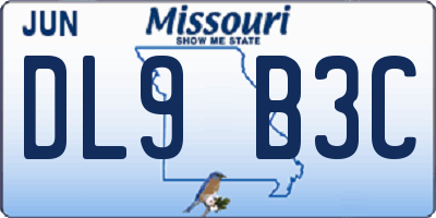 MO license plate DL9B3C