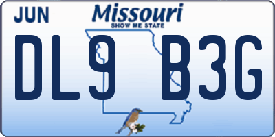 MO license plate DL9B3G