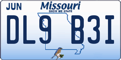 MO license plate DL9B3I