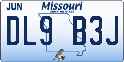 MO license plate DL9B3J