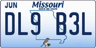 MO license plate DL9B3L