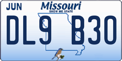 MO license plate DL9B3O