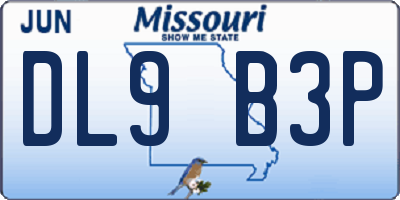MO license plate DL9B3P