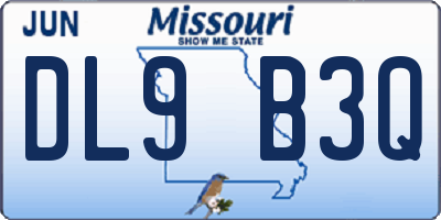 MO license plate DL9B3Q