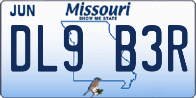 MO license plate DL9B3R