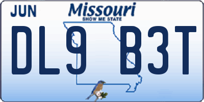 MO license plate DL9B3T