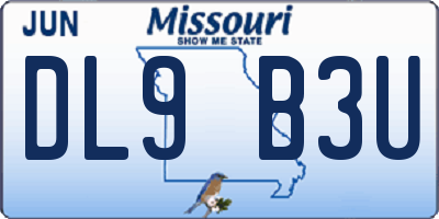 MO license plate DL9B3U