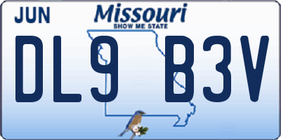 MO license plate DL9B3V