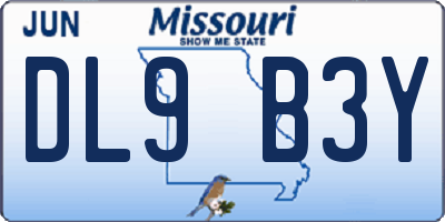 MO license plate DL9B3Y