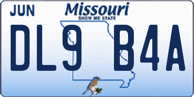 MO license plate DL9B4A