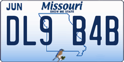 MO license plate DL9B4B