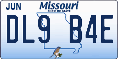 MO license plate DL9B4E