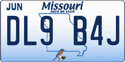 MO license plate DL9B4J