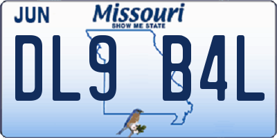MO license plate DL9B4L