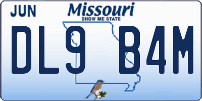 MO license plate DL9B4M