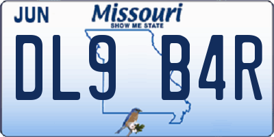 MO license plate DL9B4R