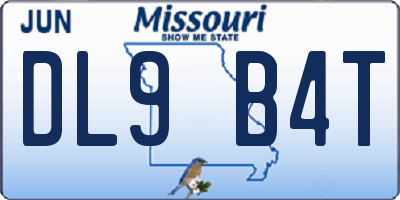 MO license plate DL9B4T