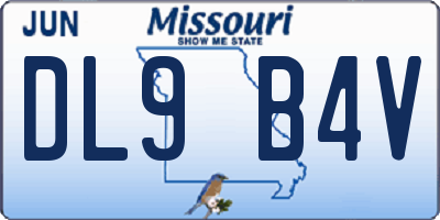 MO license plate DL9B4V